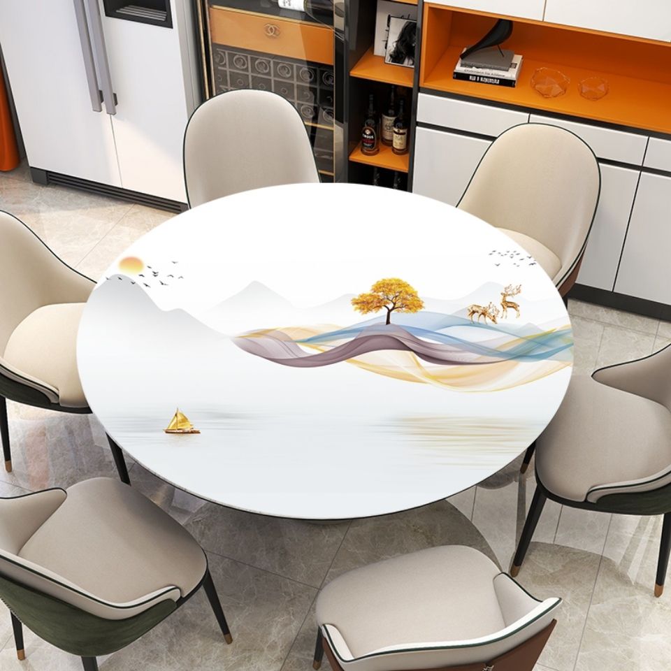 圆形餐桌垫防油防烫pvc茶几软玻璃圆桌水晶板免洗厚盖布ins餐桌垫