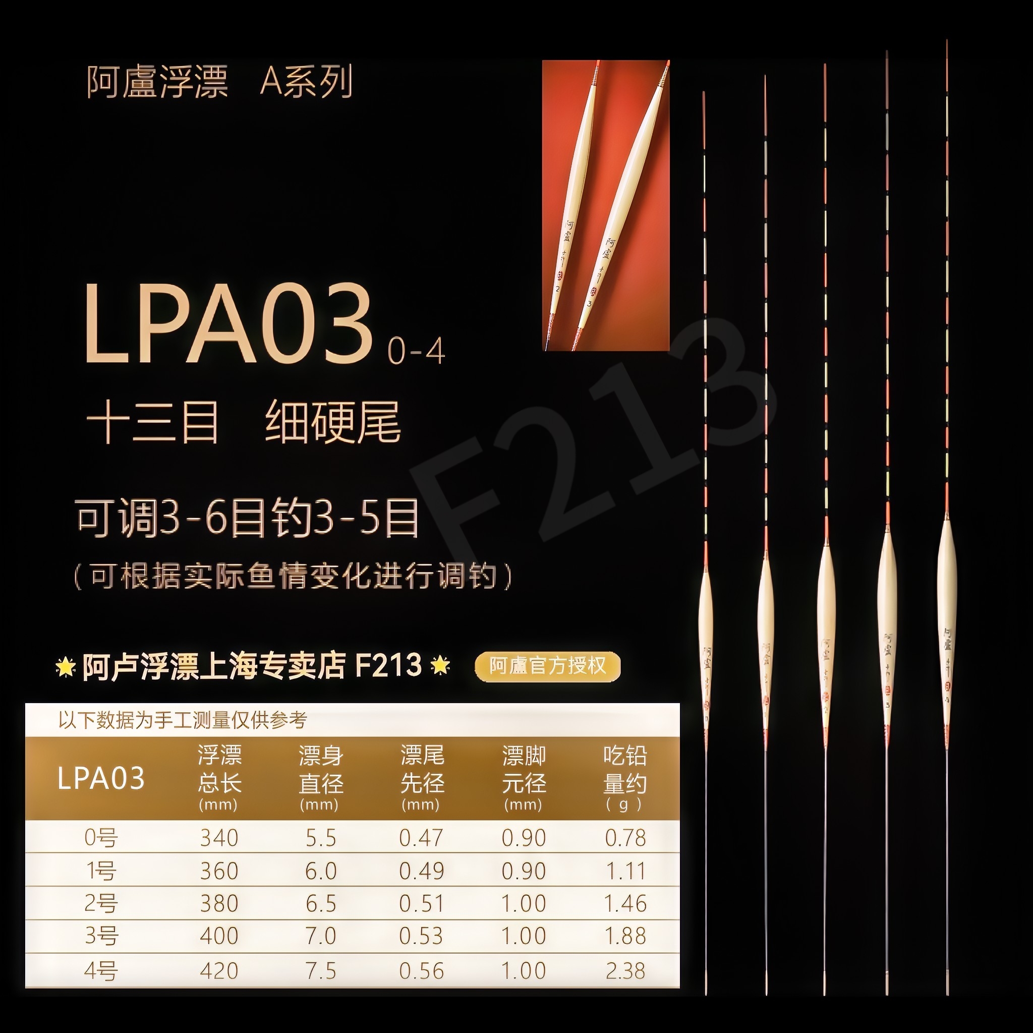 阿卢浮漂LPA03/A03/行程接口/底钓