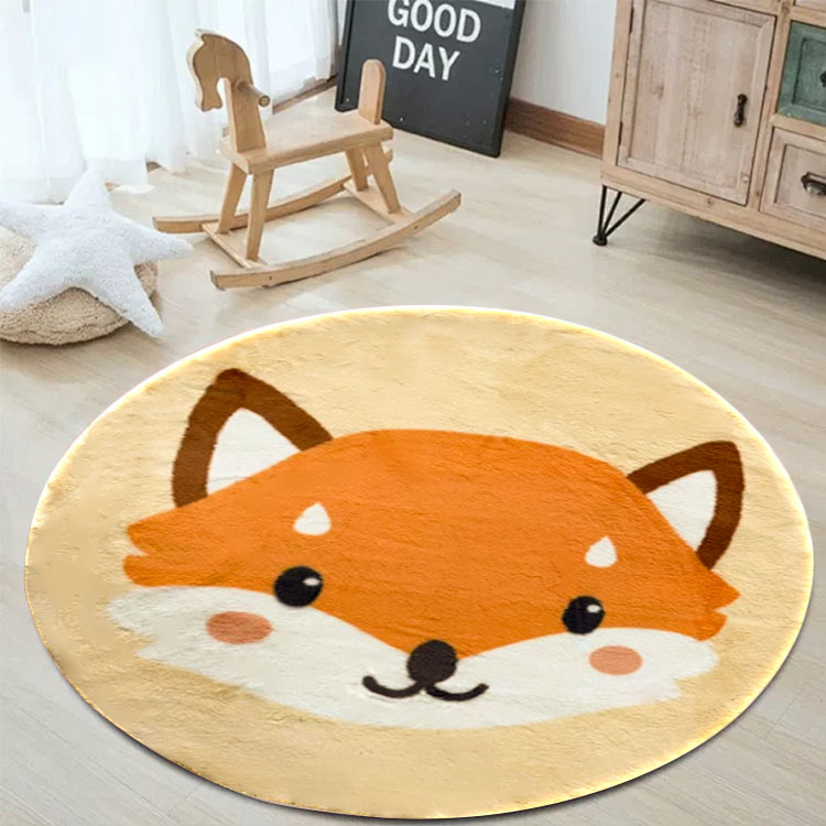 仿兔毛床边毯动物系列圆地垫脚垫家用卧室茶几垫脚垫加厚毛绒地垫