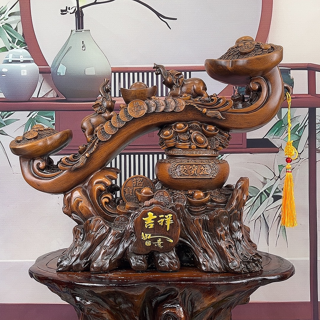 高档新中式吉祥如意乔迁开业礼品玄关客厅前台收银台摆件