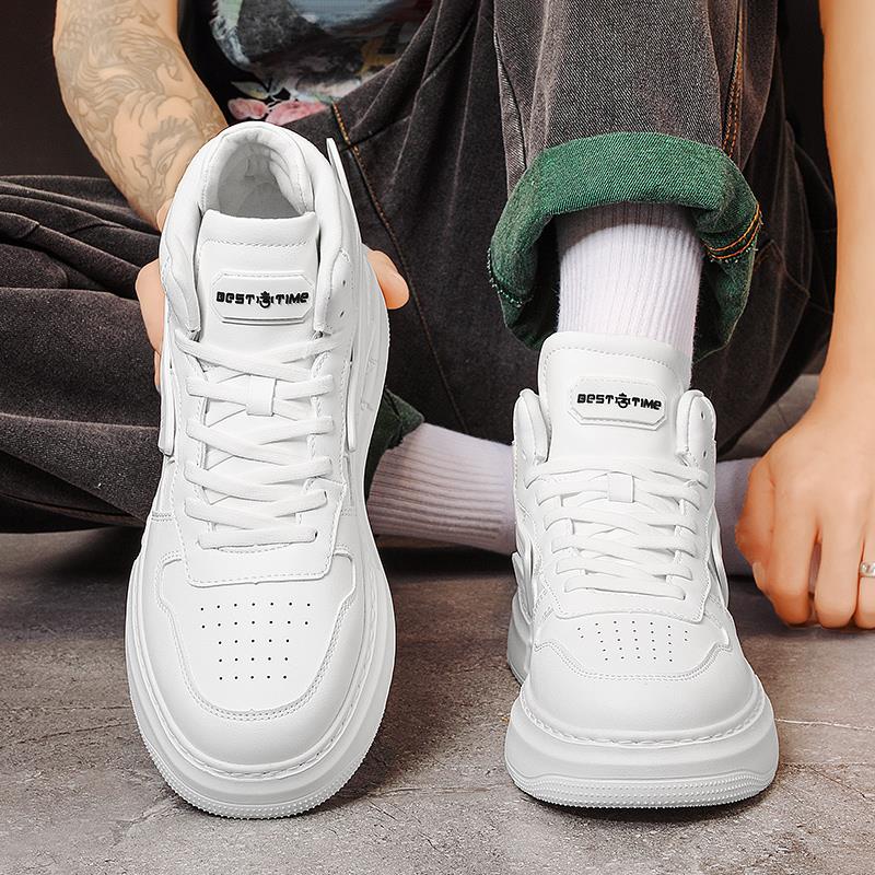 中帮男鞋秋冬款网红高帮板鞋空军aj一号鞋子男潮鞋冬季厚底小白鞋