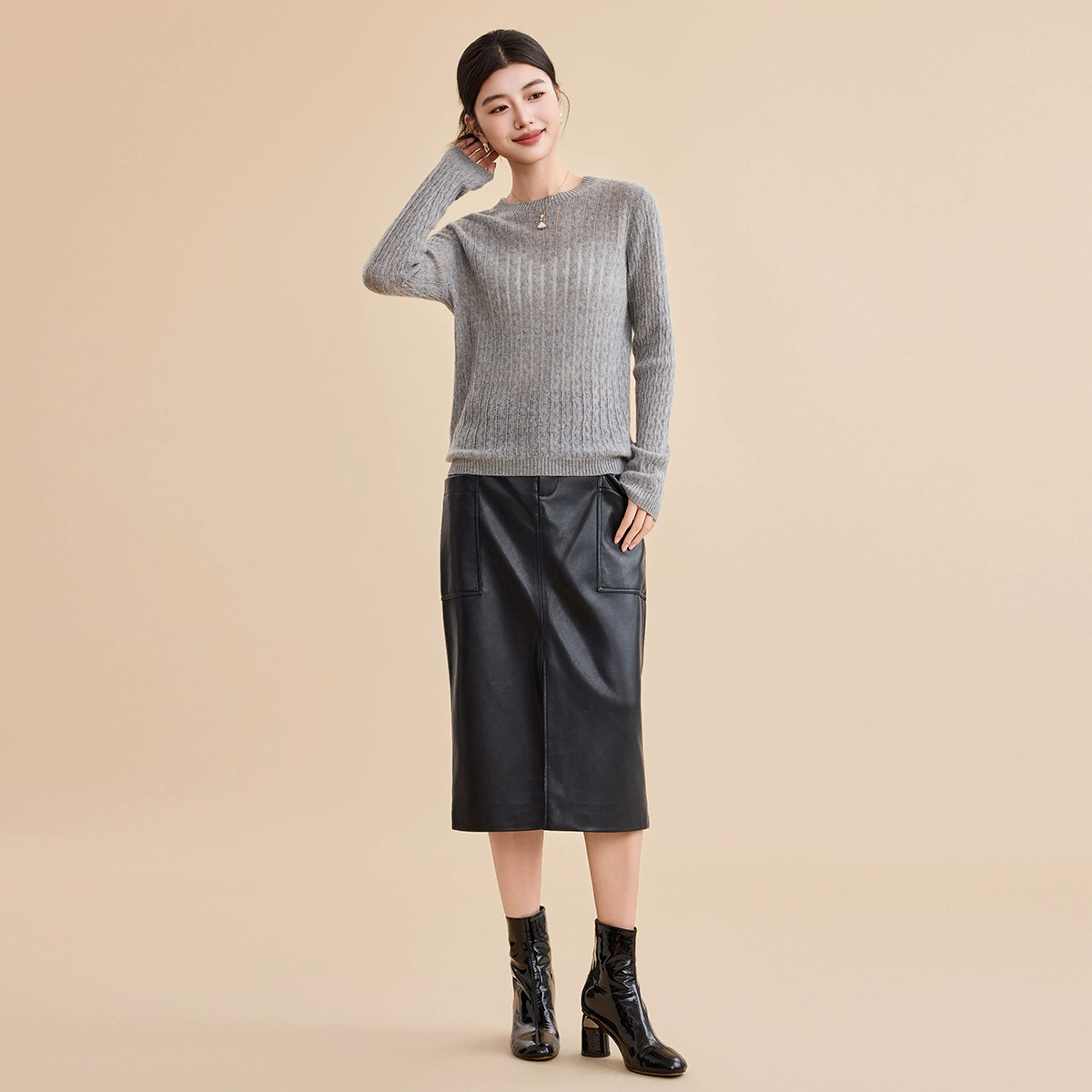 GOOBGS纯色宽松毛衫打底内搭休闲上衣G4471118-6