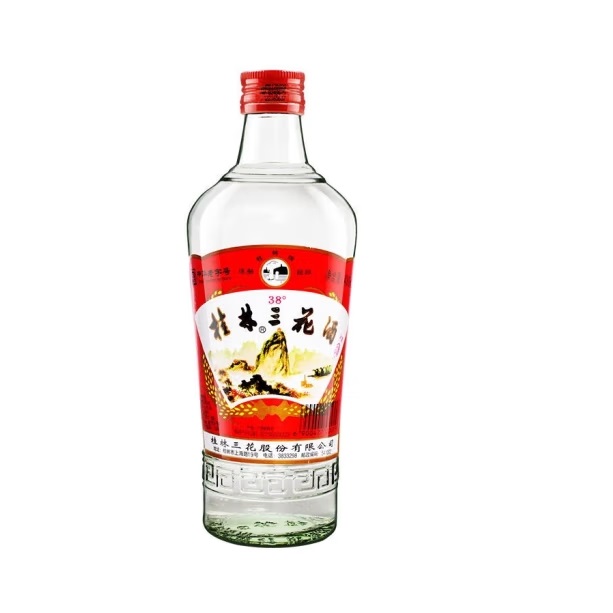 桂林三花酒 低度透明玻瓶单瓶 经典米香型白酒口粮酒38度480ml