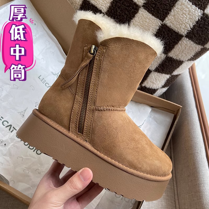 【小扬哥推荐】增高厚底雪地靴女2023新款冬季皮毛一体加绒加厚棉