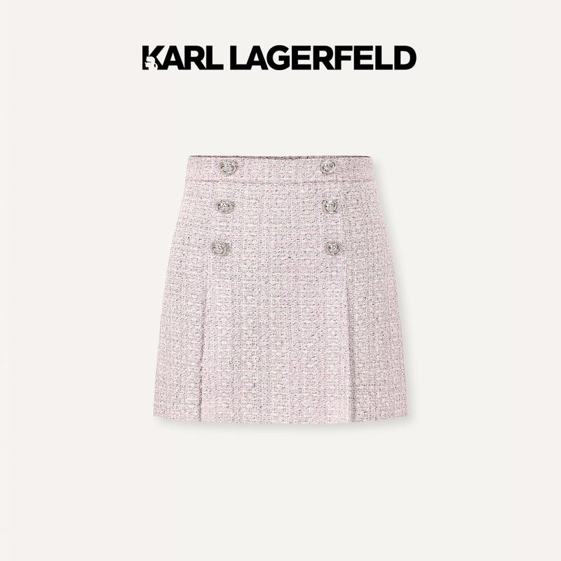 KARL LAGERFELD卡尔拉格斐2024春花呢双排扣半裙E41W1003