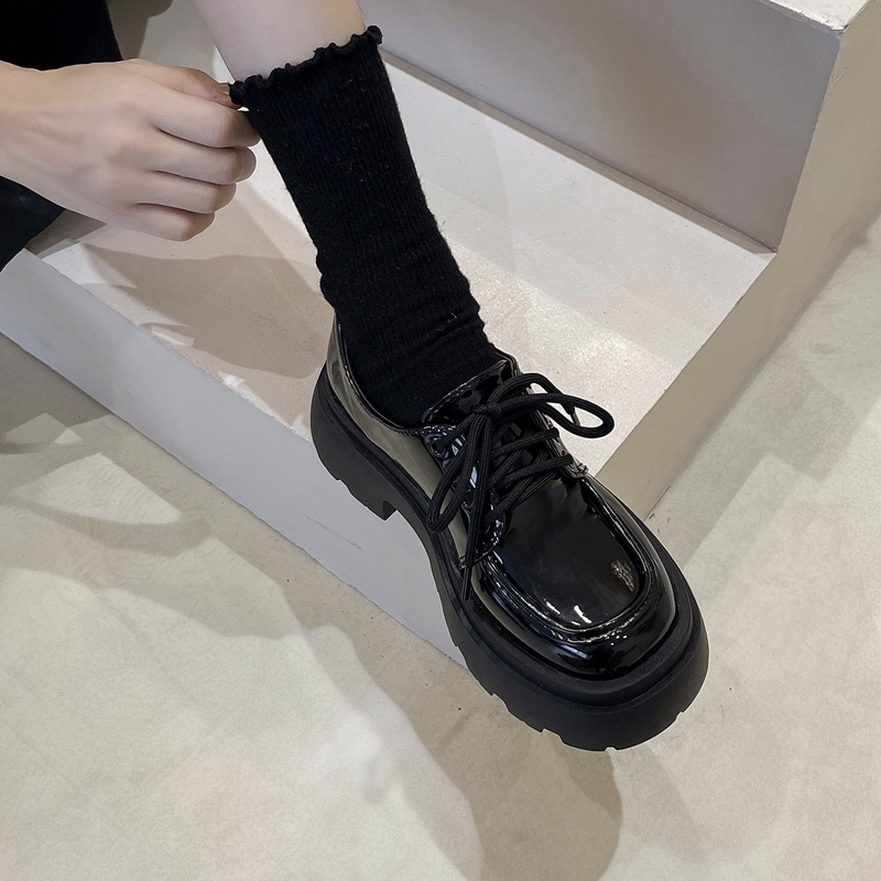 单鞋松糕乐福鞋2023新款春夏英伦风厚底小皮鞋女
