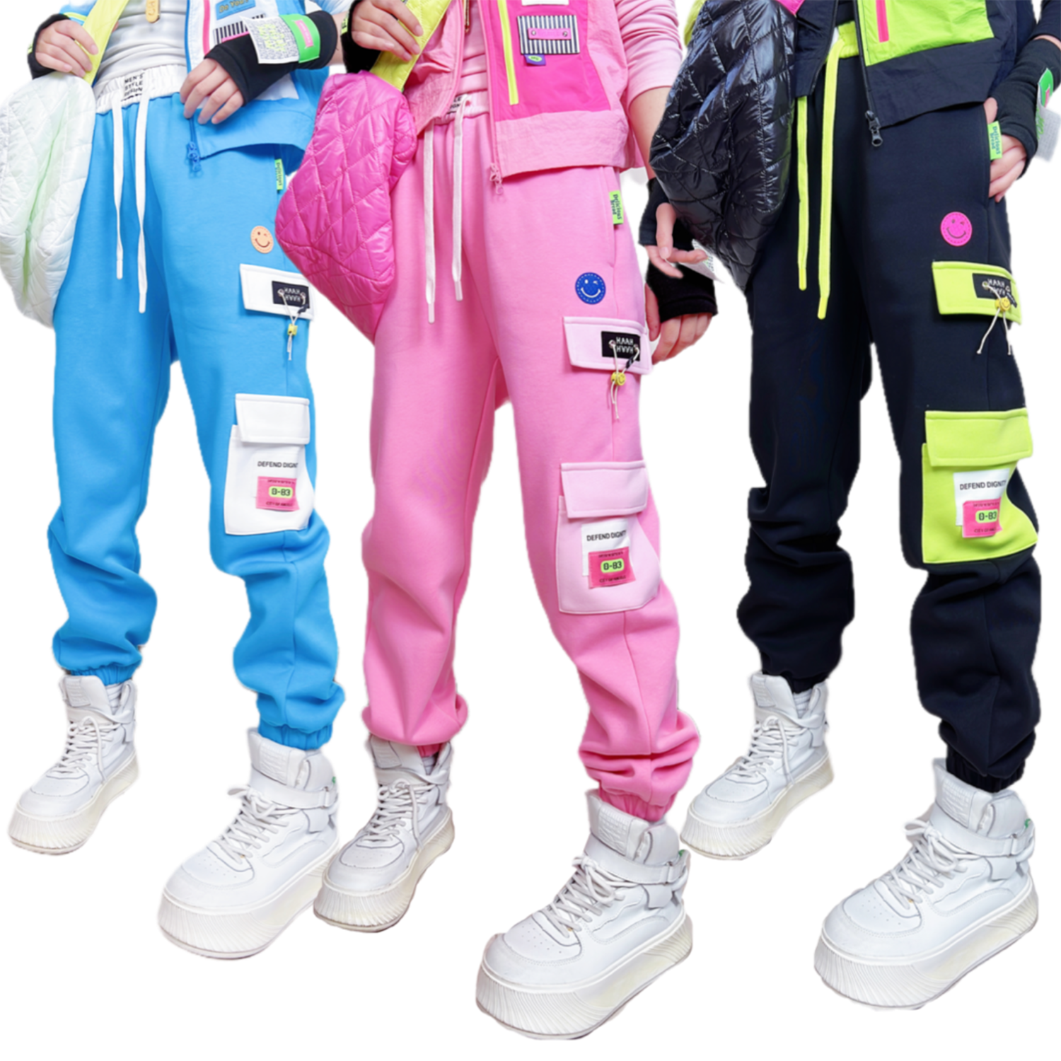 A678春秋百搭神裤潮牌宽松显瘦撞色时尚直筒长裤纯棉卫裤休闲裤女