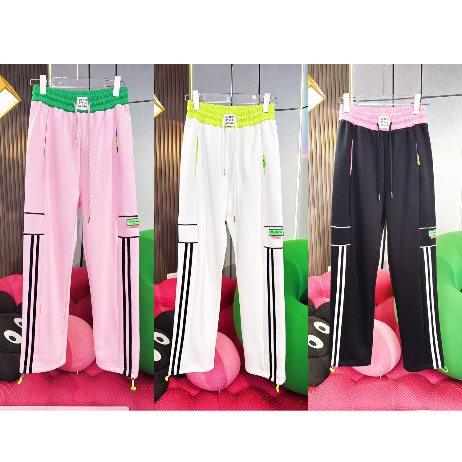 清仓A143秋冬百搭神裤潮牌宽松显瘦撞色直筒长裤纯棉卫裤休闲裤女