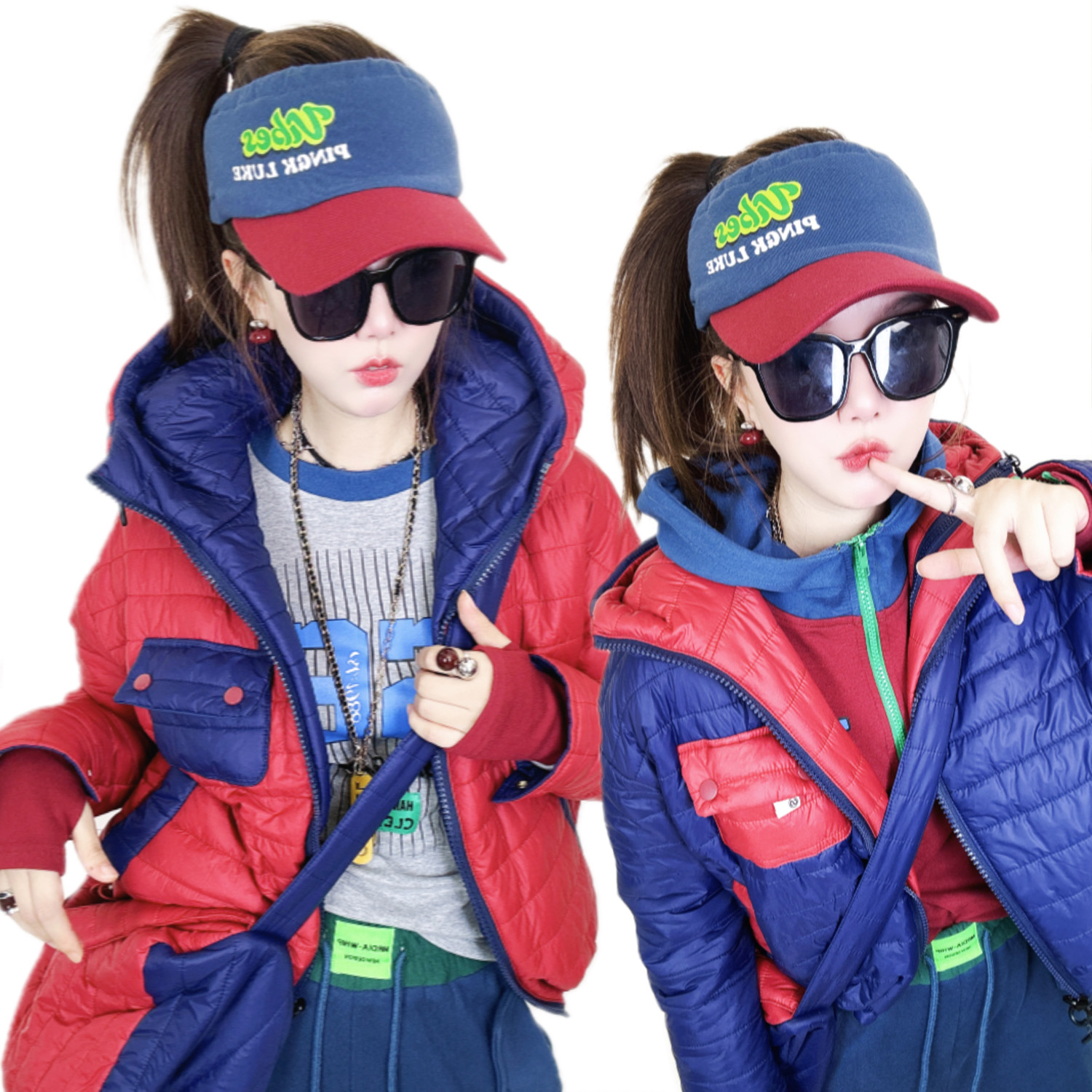 A000冬装新款原创潮牌宽松时尚显瘦减龄棉衣外套棉服女两面穿