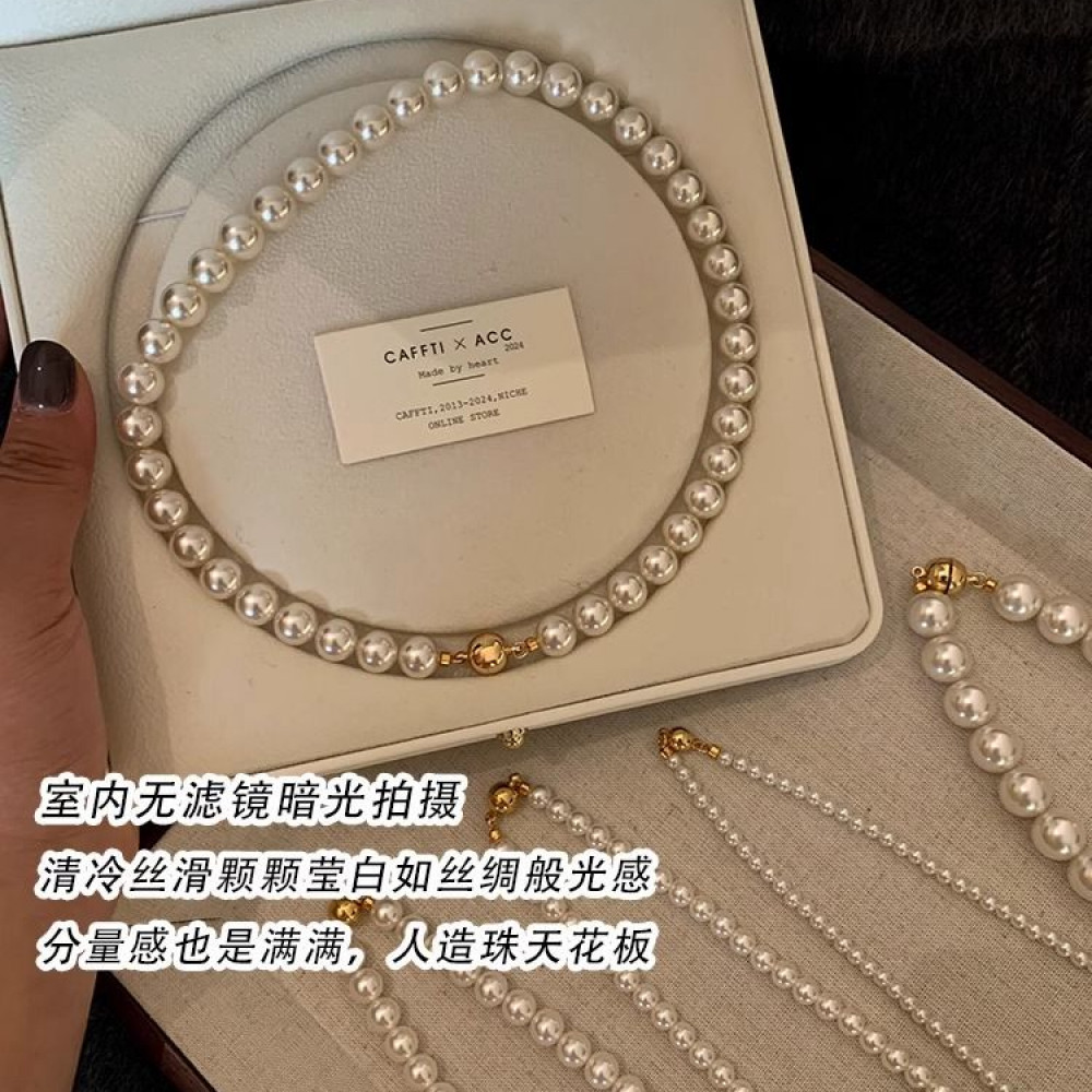 非金属仿珍珠项链 小米珠珍珠项链配饰女小众新款颈链