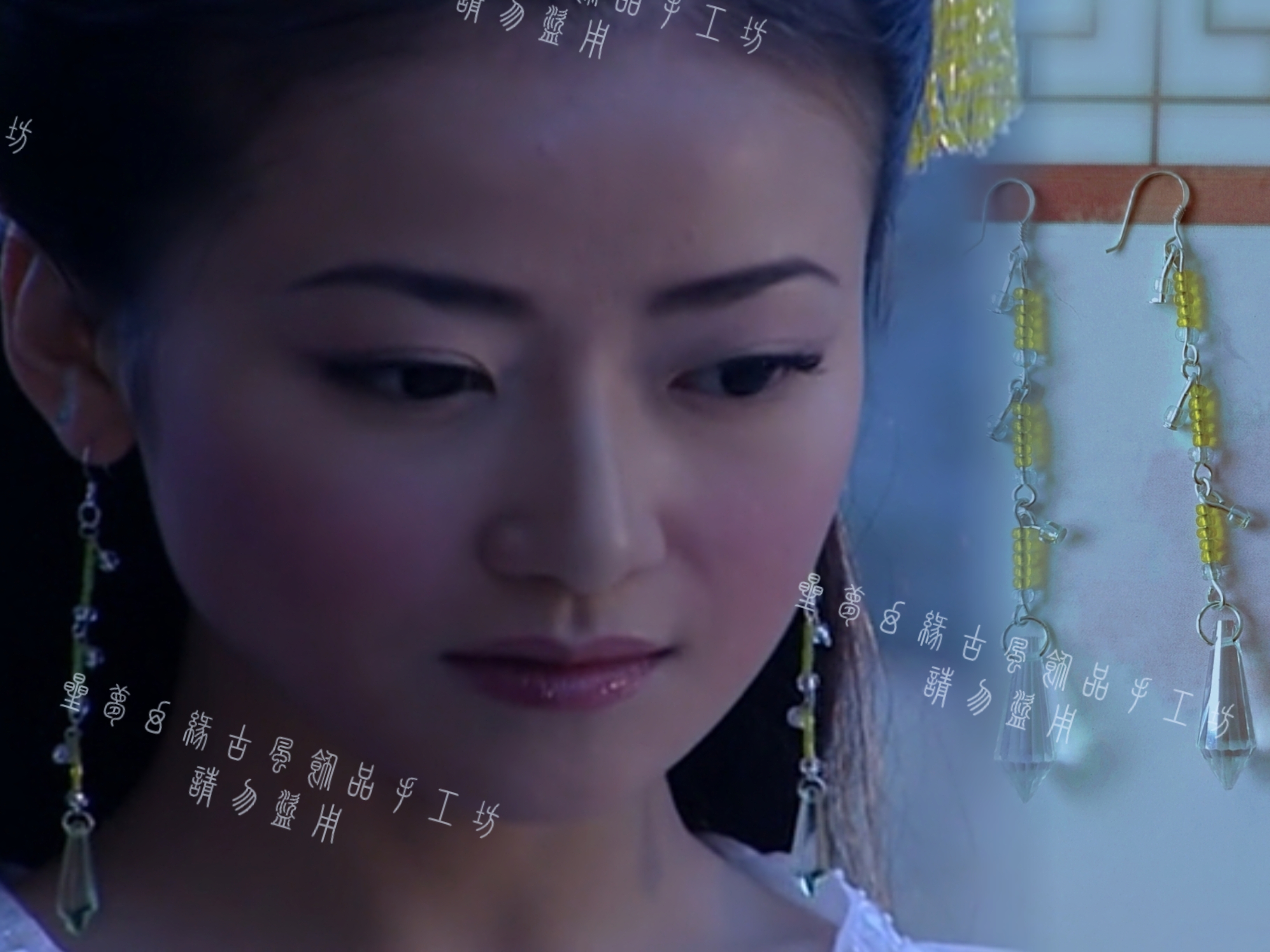 合金耳饰 倩女幽魂 陈紫函玉儿同款耳环小清新纯银耳饰