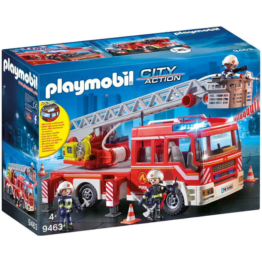 playmobil摩比世界9463云梯消防车玩具