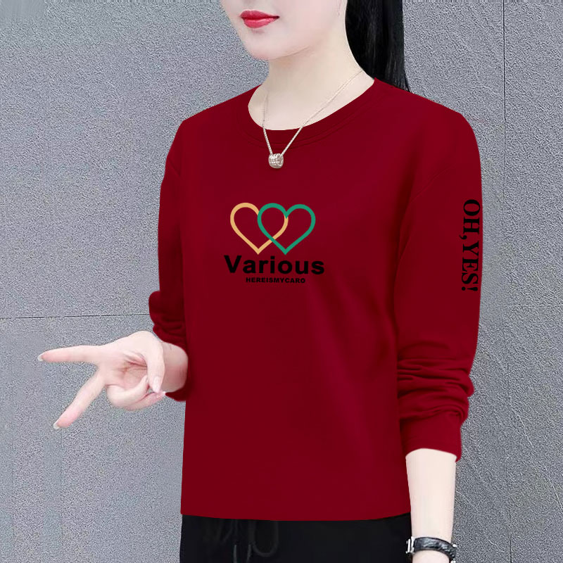 纯棉长袖t恤女春秋季新款宽松遮肚显瘦打底衫洋气时尚圆领上衣潮