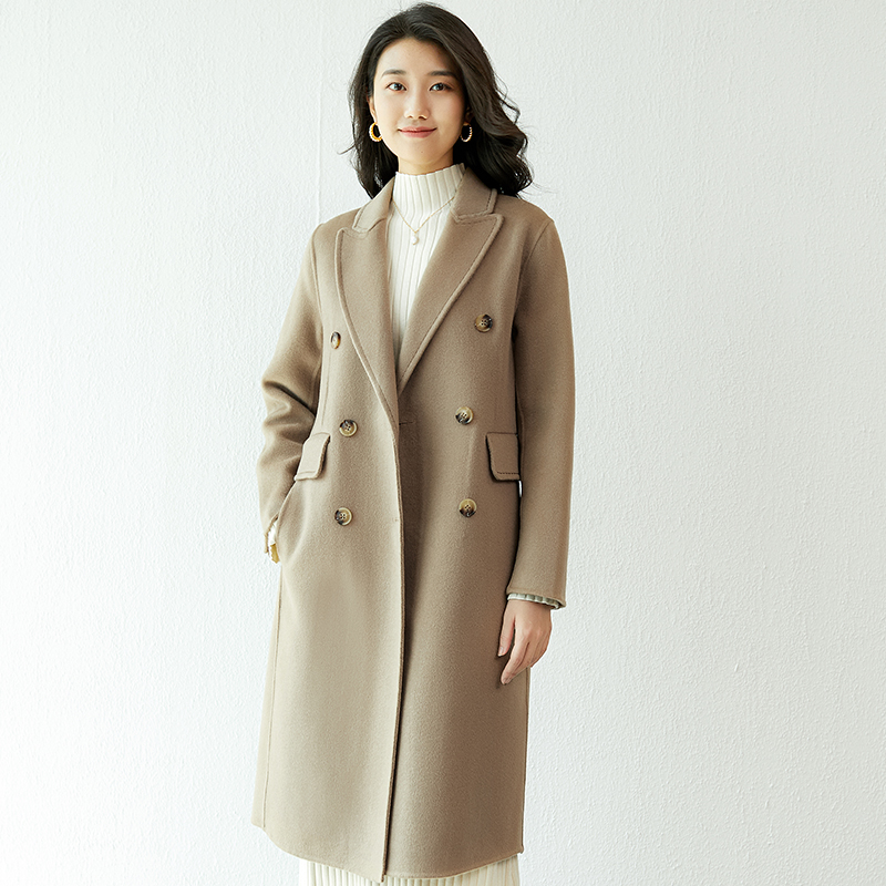 100％羊毛呢外套女2024秋冬新款高端双面羊毛大衣女显瘦中长款