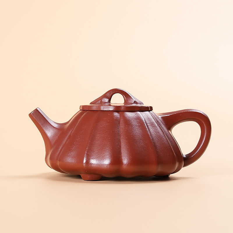【闪购商品】筋纹子冶石瓢朱泥家用紫砂茶壶Z132