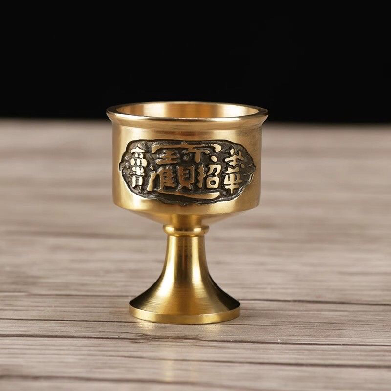【铜酒杯】纯黄铜材质铜酒杯小口居家装饰摆件小酒杯
