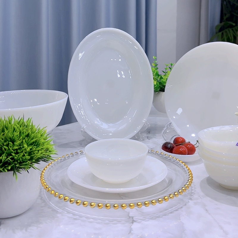 不描金白玉瓷 70件进口原矿陶瓷餐具套装轻奢简约纯白