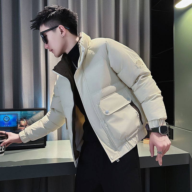 纯色高档男士冬季保暖棉衣外套痞帅潮流休闲百搭棉袄立领棉服上衣