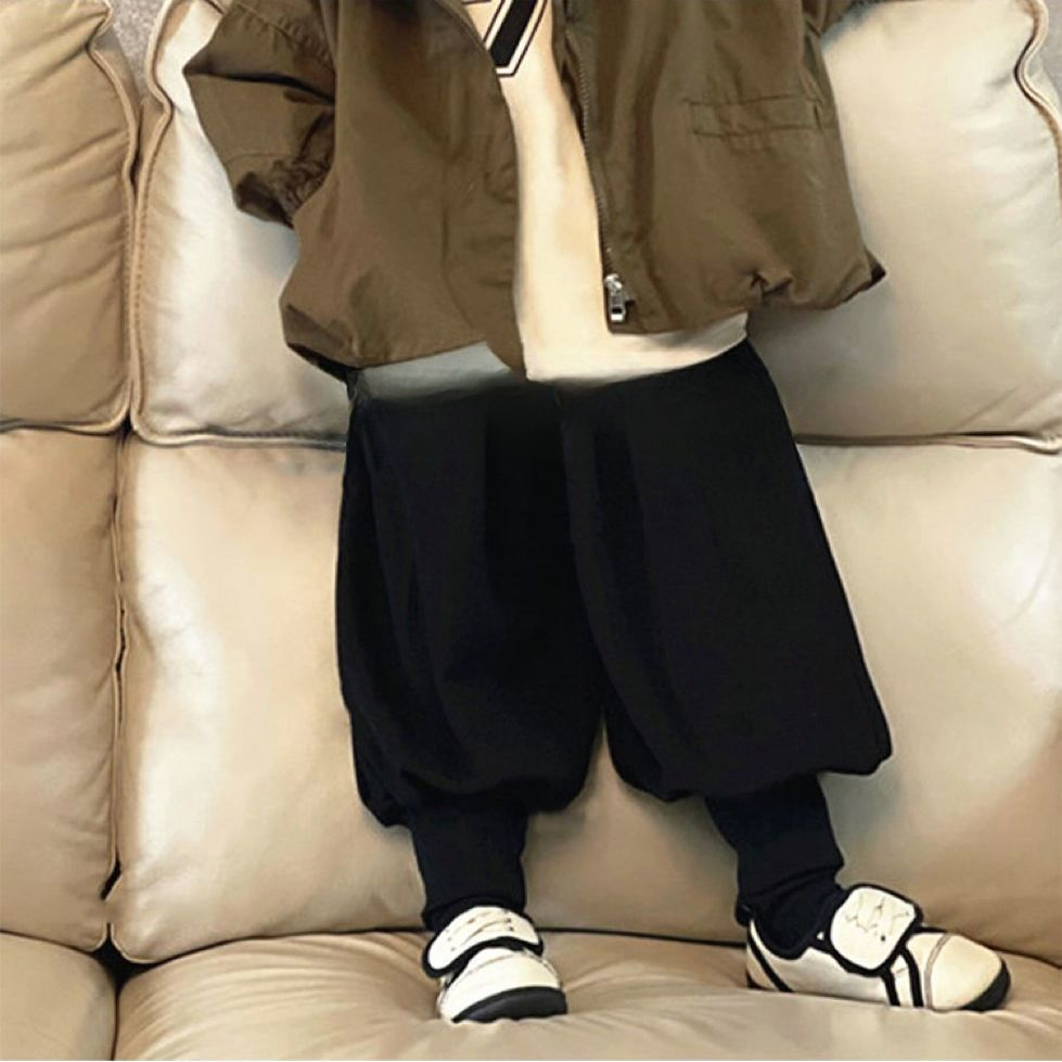宽松新款秋冬儿童加绒哈伦裤男女洋气保暖街舞灯笼裤休闲束脚裤