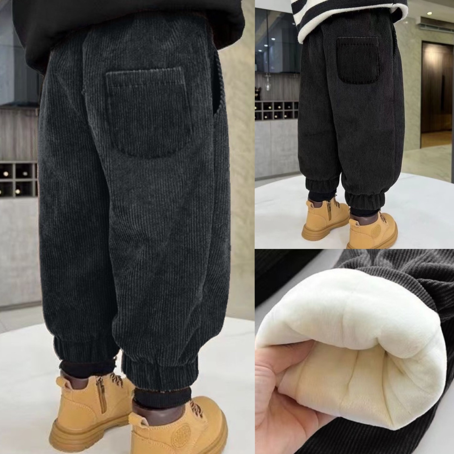 2023秋冬男童加绒加厚裤子儿童冬季小童休闲裤宝宝冬款灯芯绒裤子