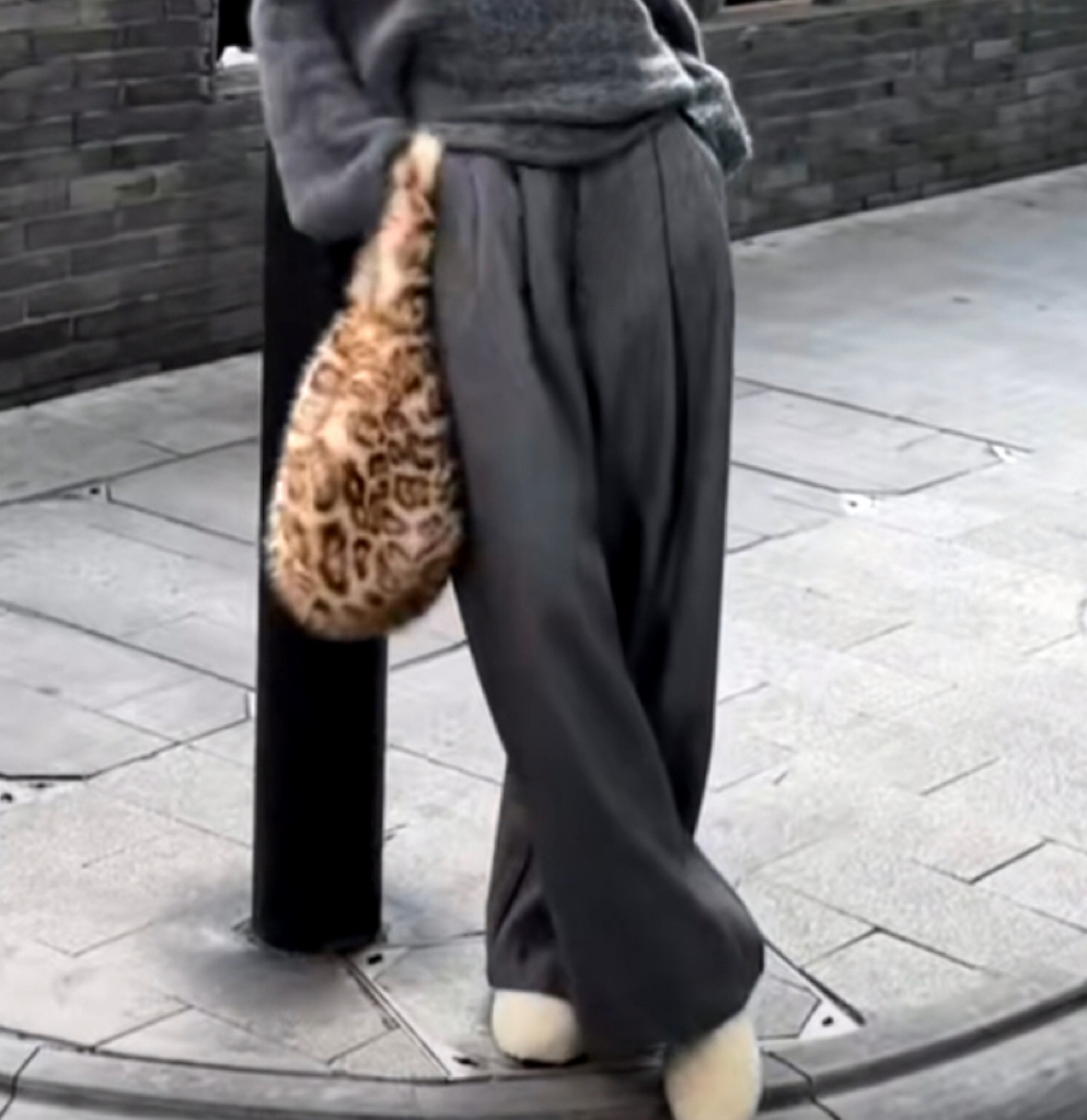 MUZI加绒阔腿裤百搭