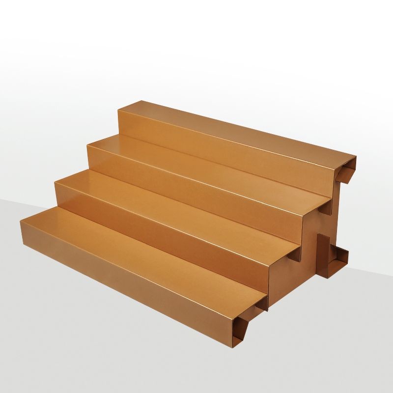 超市阶梯水果货架展示架纸板梯形架中岛台阶店梯形生鲜蔬菜摆放架