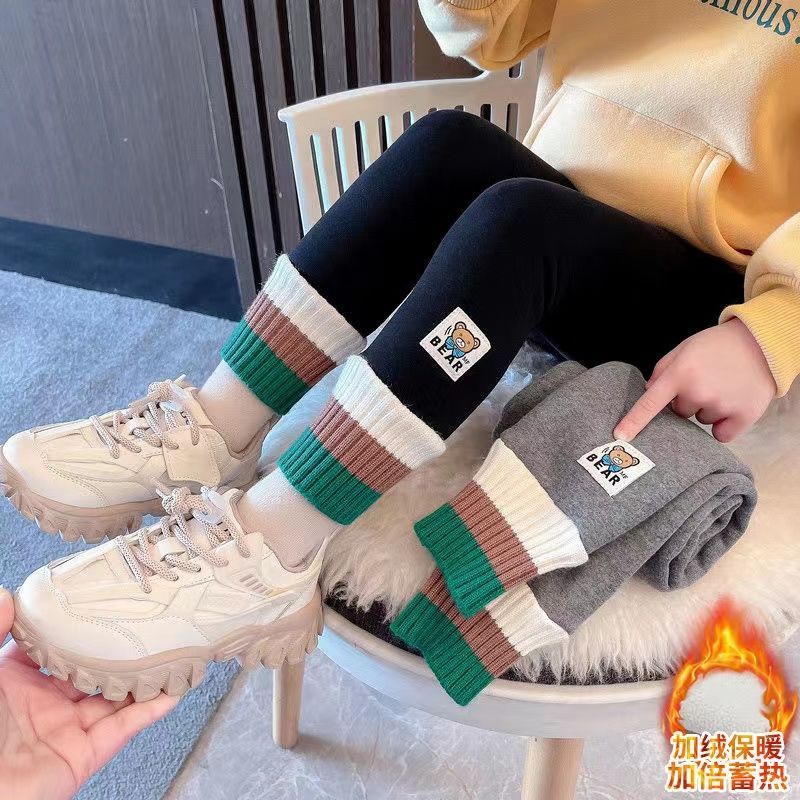 巴拉拉吧巴拉拉吧女童打底裤秋冬季洋气外穿儿童加绒裤子薄绒款加