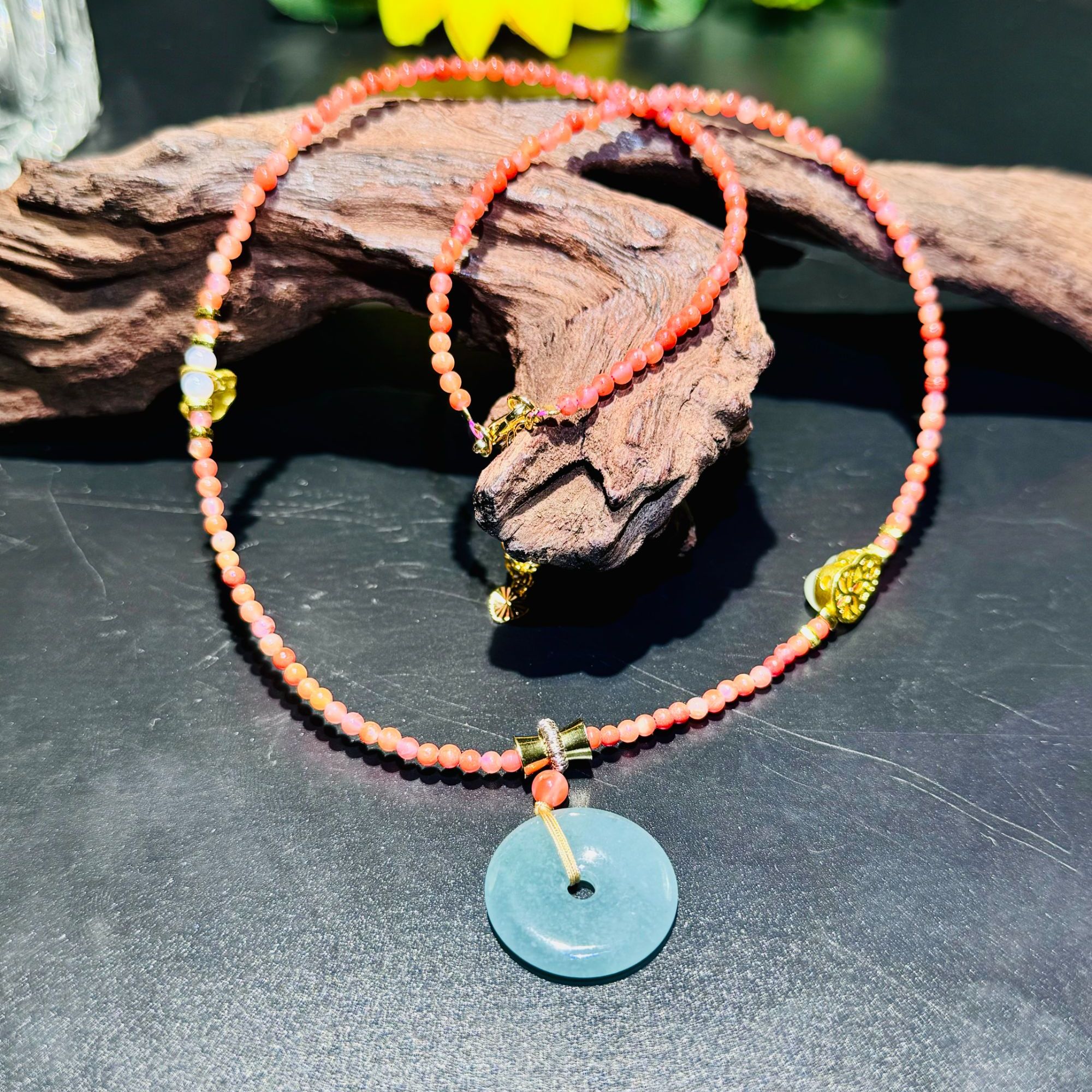 B10天然南红项链国潮玛瑙新中式平安扣时尚百搭项链手工女士颈饰