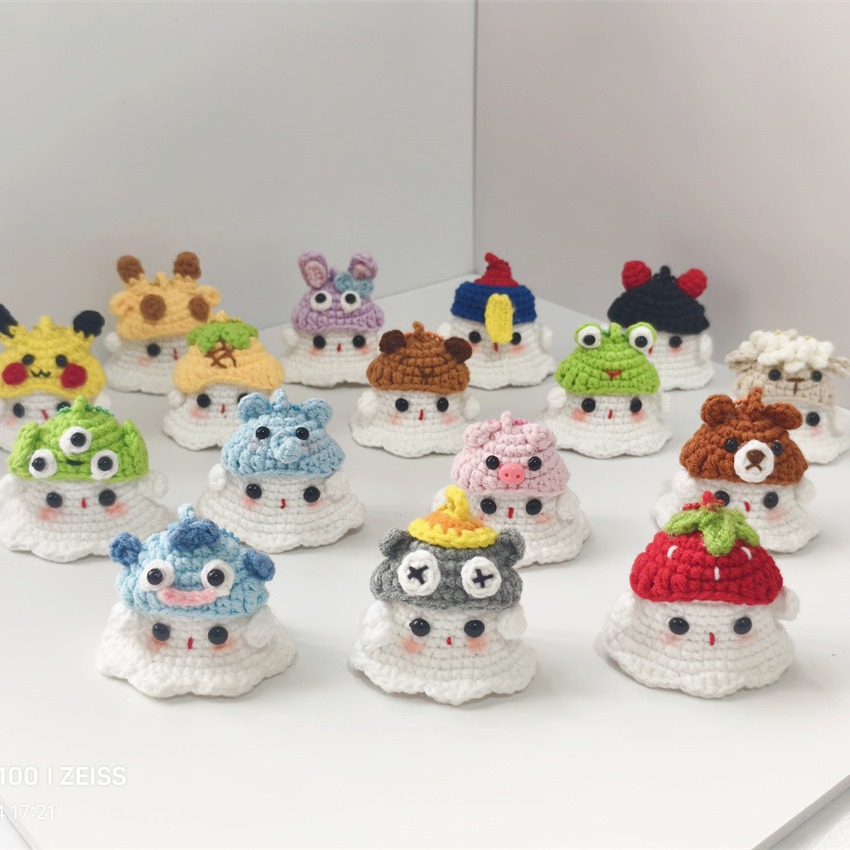 圣诞万圣节小幽灵手工编织可爱情侣闺蜜钥匙扣包汽车挂件挂饰礼物