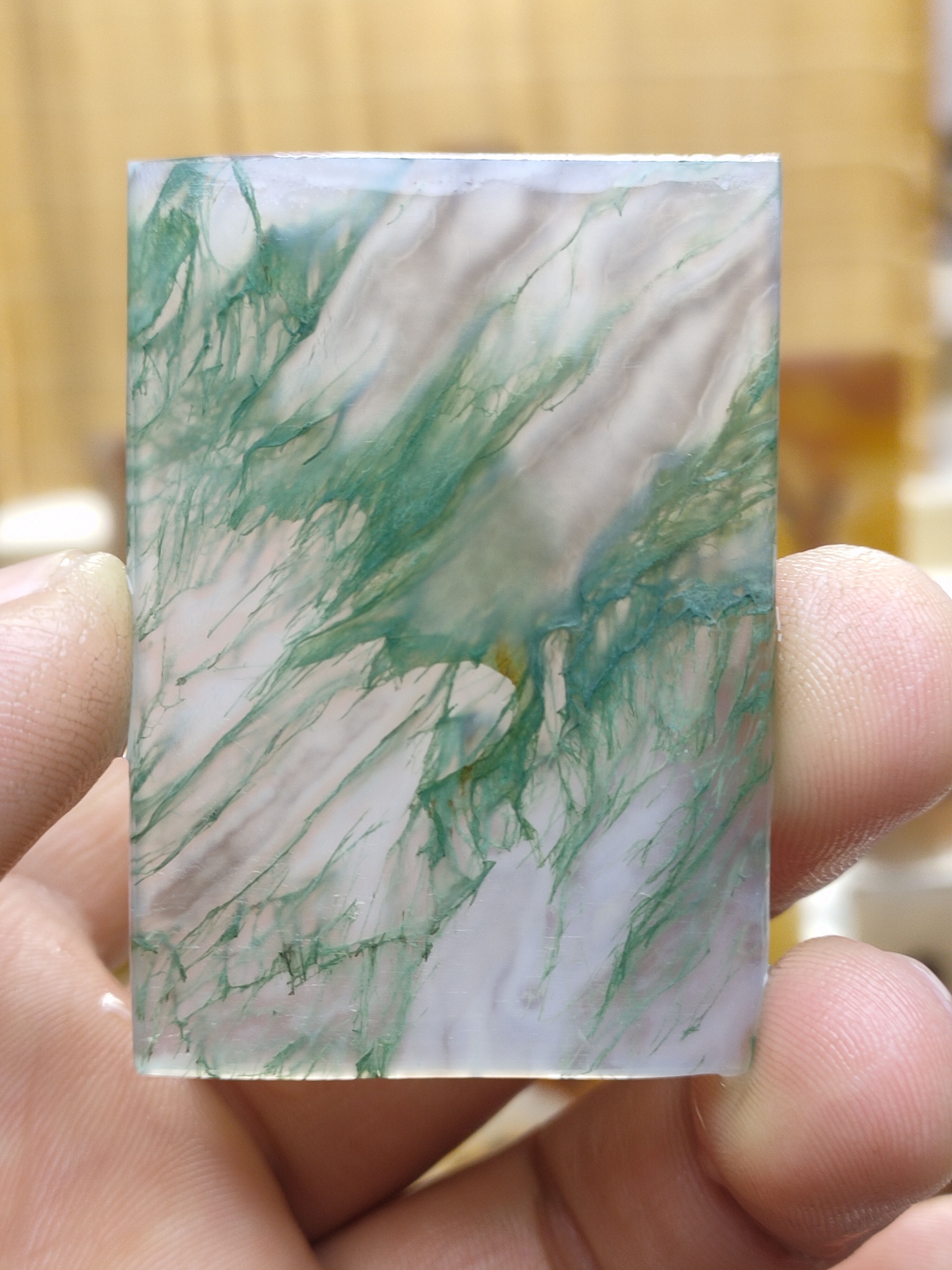 天然玛瑙水草平安牌吊坠