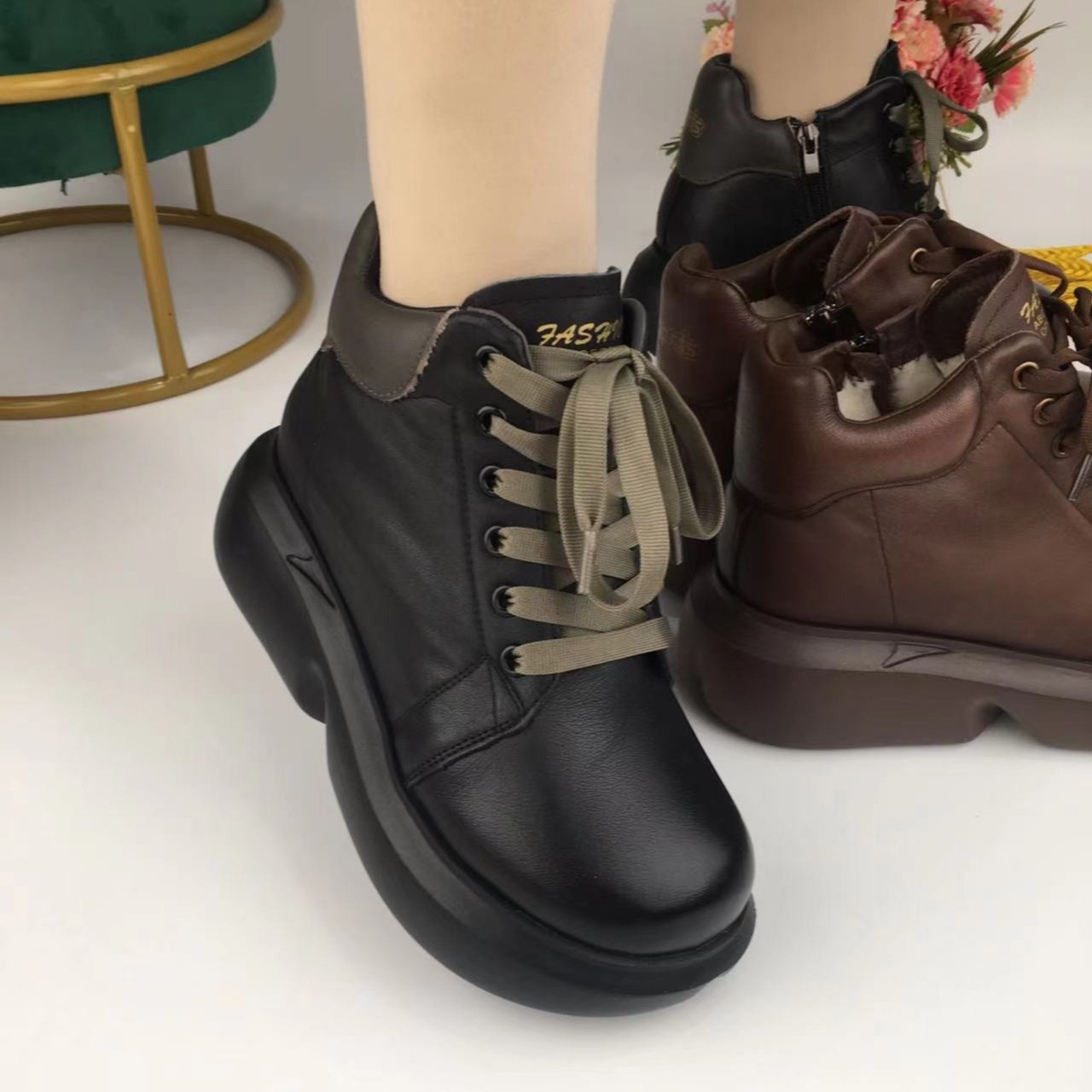 79613真皮时尚羊羔毛短靴