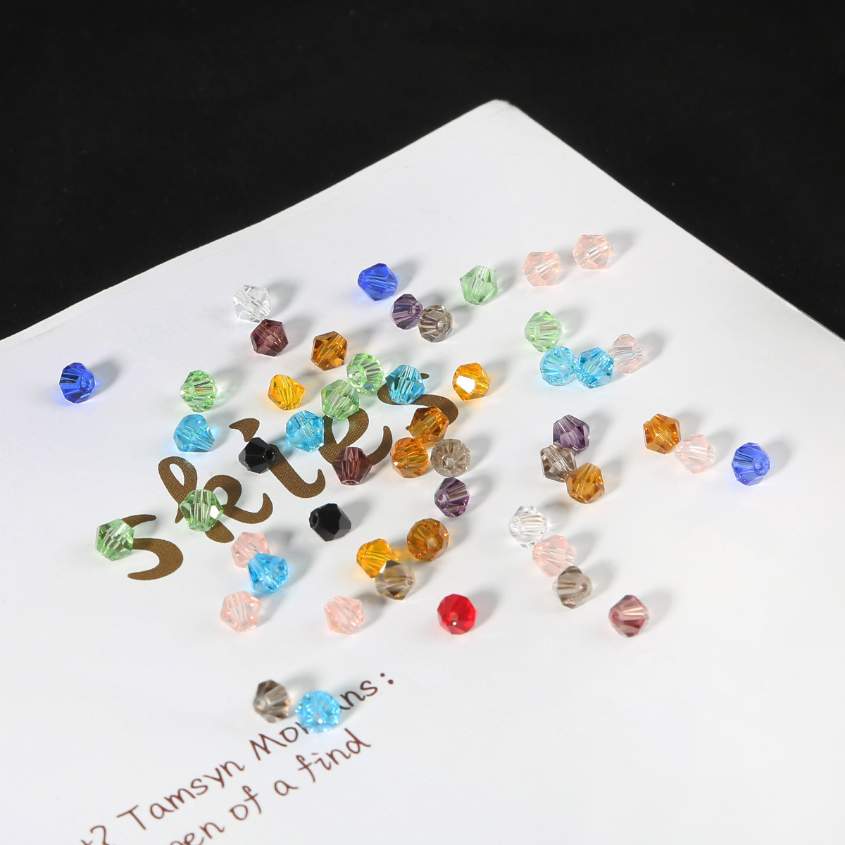 4mm切面菱形水晶珠玻璃珠子DIY手工制作散珠子材料饰品配件