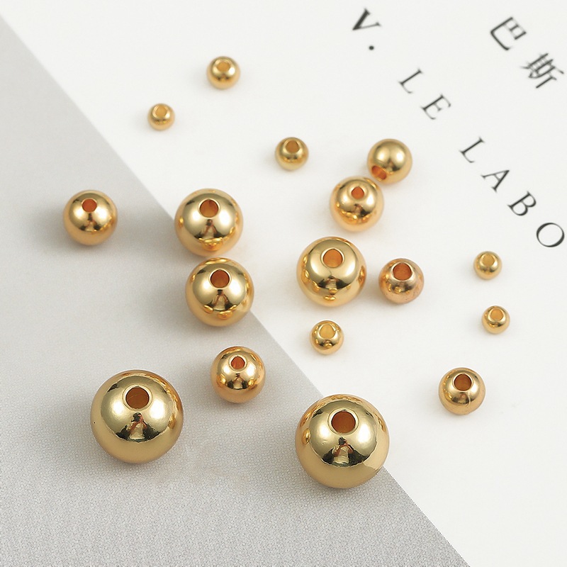 铜制电镀18K金珠子散珠手工diy做珠子串珠饰品材料配件隔珠