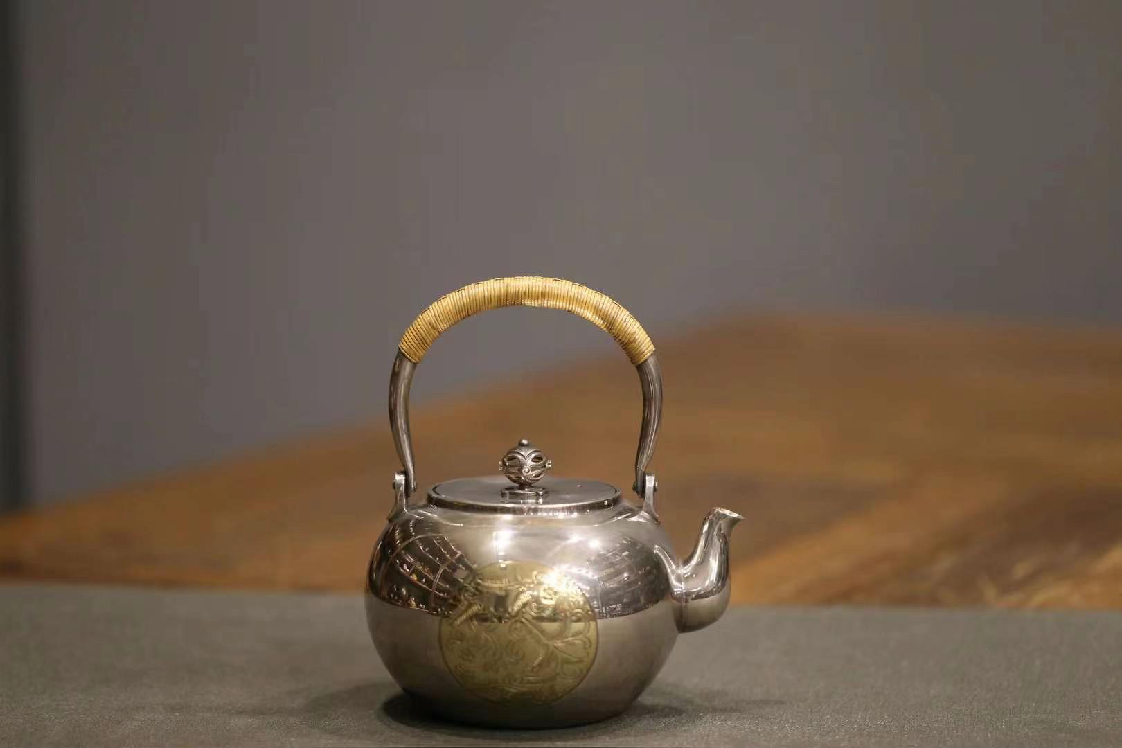 手工银壶款识：荣月泡壶手工茶壶复古日式煮水纯手工泡茶壶茶具