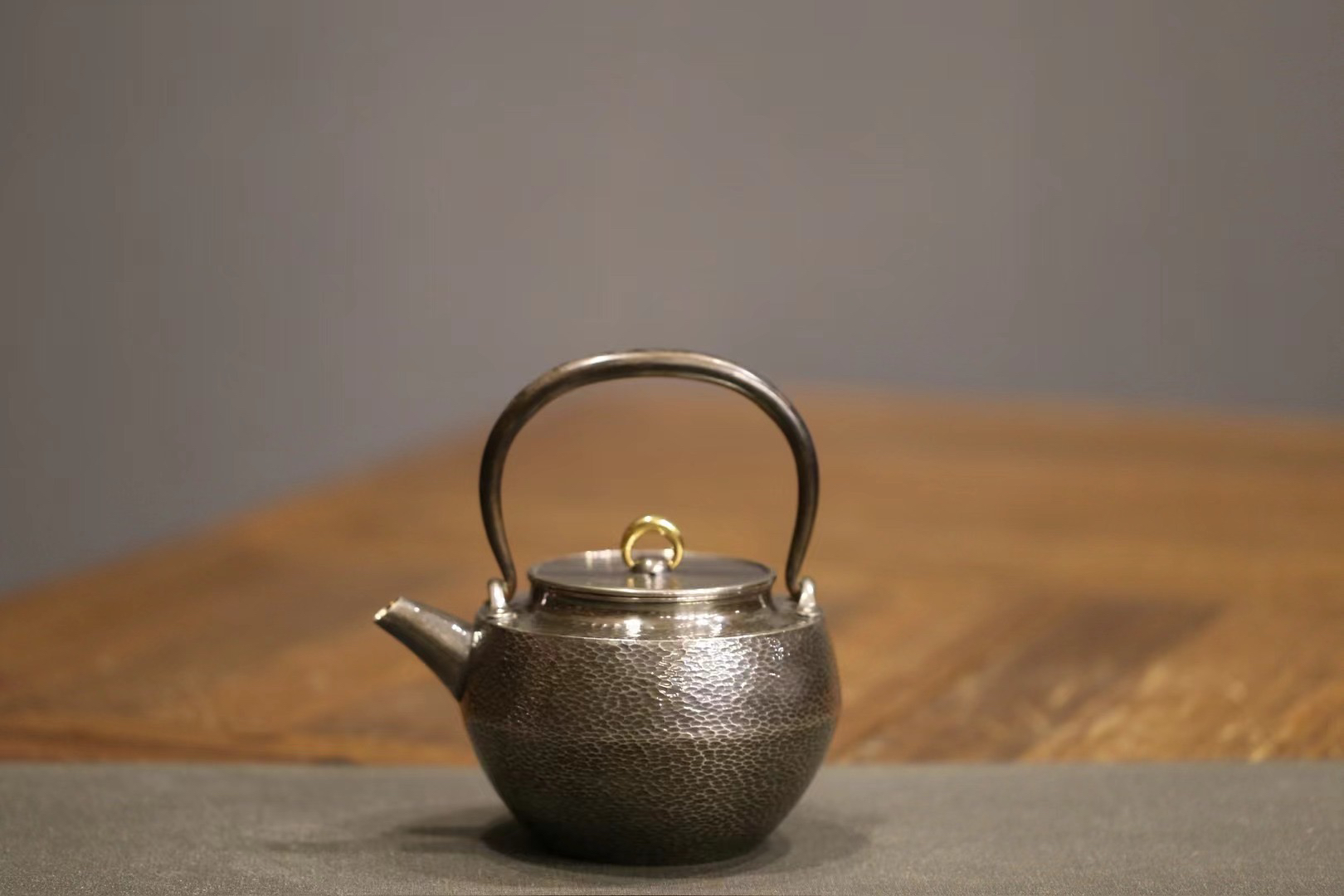手工银壶款识：四世藏六鐵打出陶瓷提梁壶复古煮水日式纯手工茶具