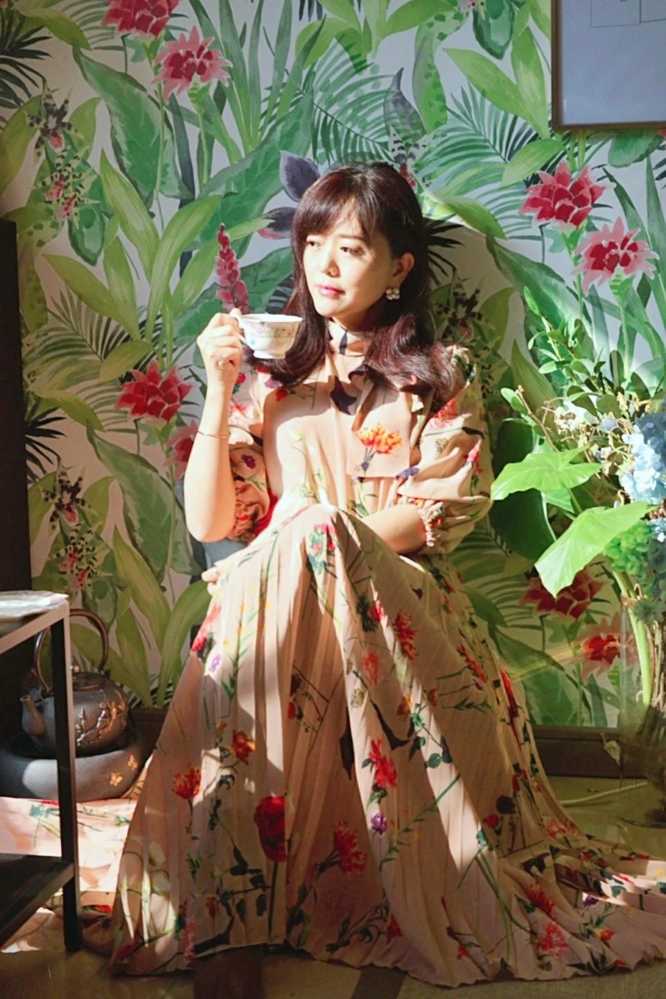 真丝印花唯美套裙