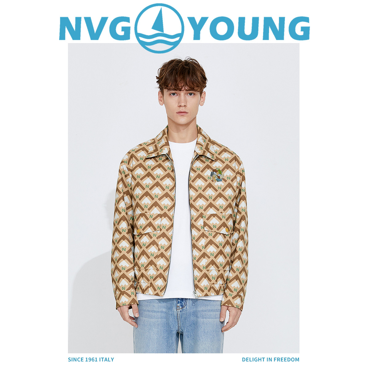 Navigare/纳维凯尔男士经典时尚印花短装棉夹克 3131013205