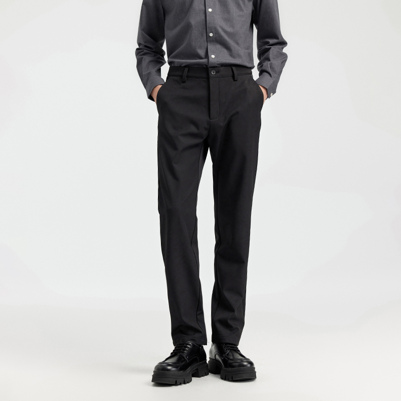 Navigare/纳维凯尔男士秋冬休闲黑色长裤百搭商务休闲裤垂感弹力