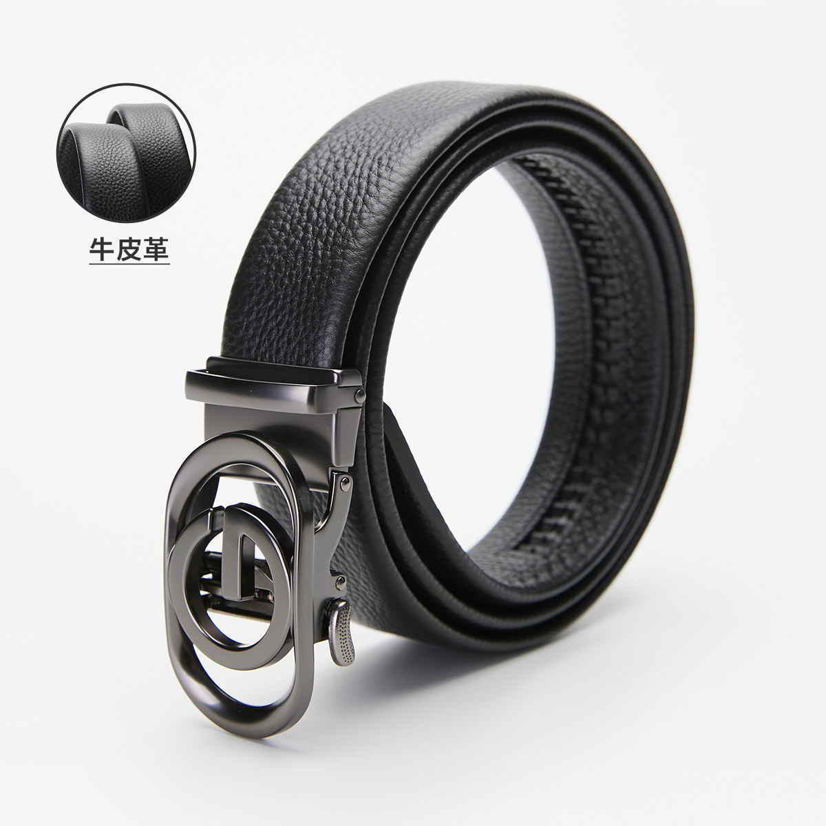 Navigare/纳维凯尔意大利小帆船男士时尚高档黑色真牛皮革皮带