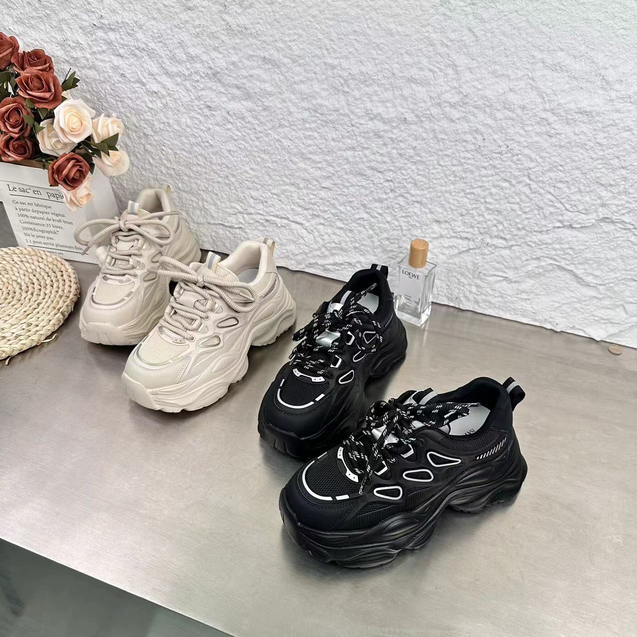 夏季新款时尚休闲女鞋透气厚底老爹鞋ins潮鞋E01//LYX