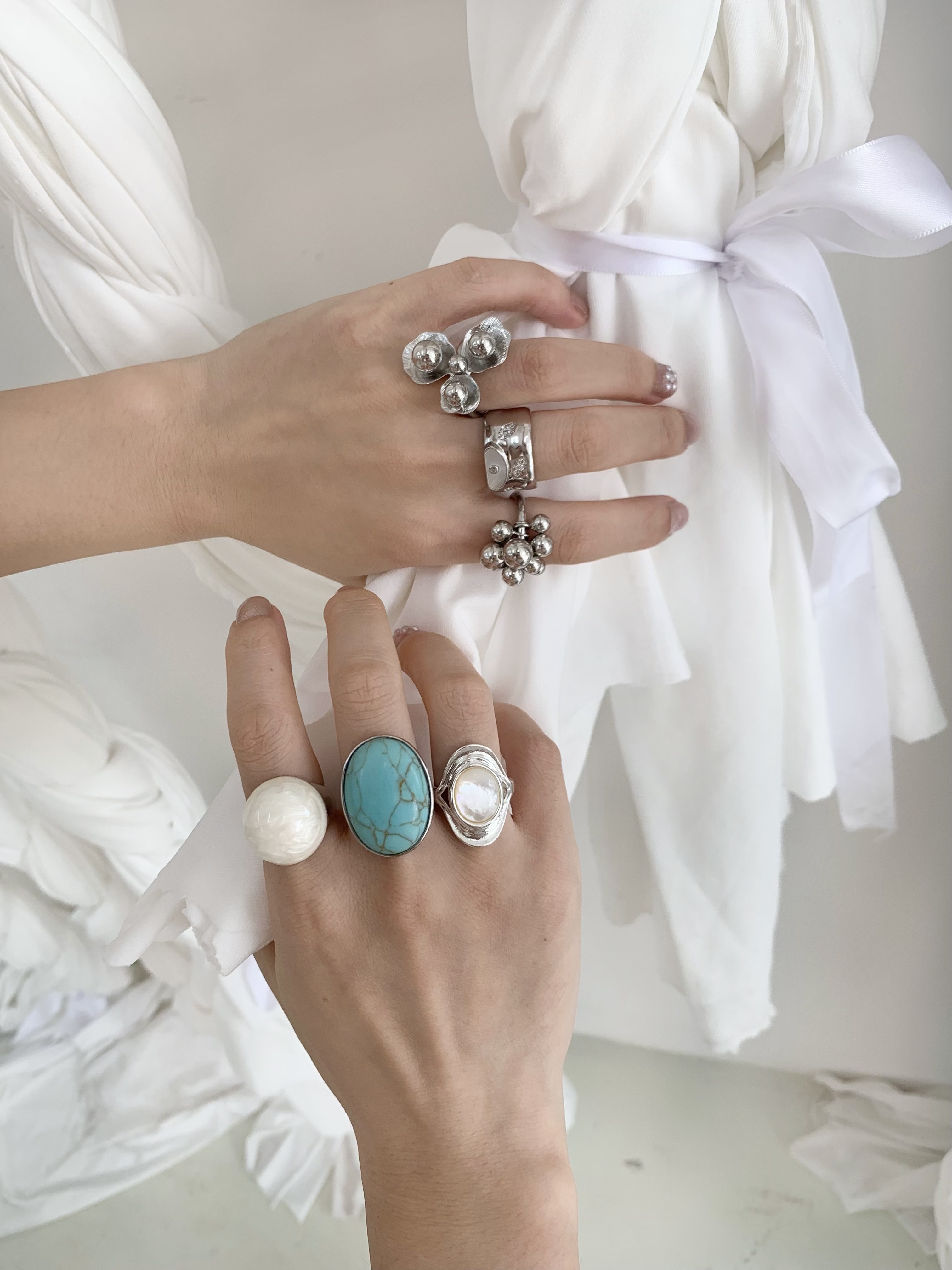 铜合金合成锆石戒指 eyeseesee百搭简约冷淡风戒指小众女开口指环