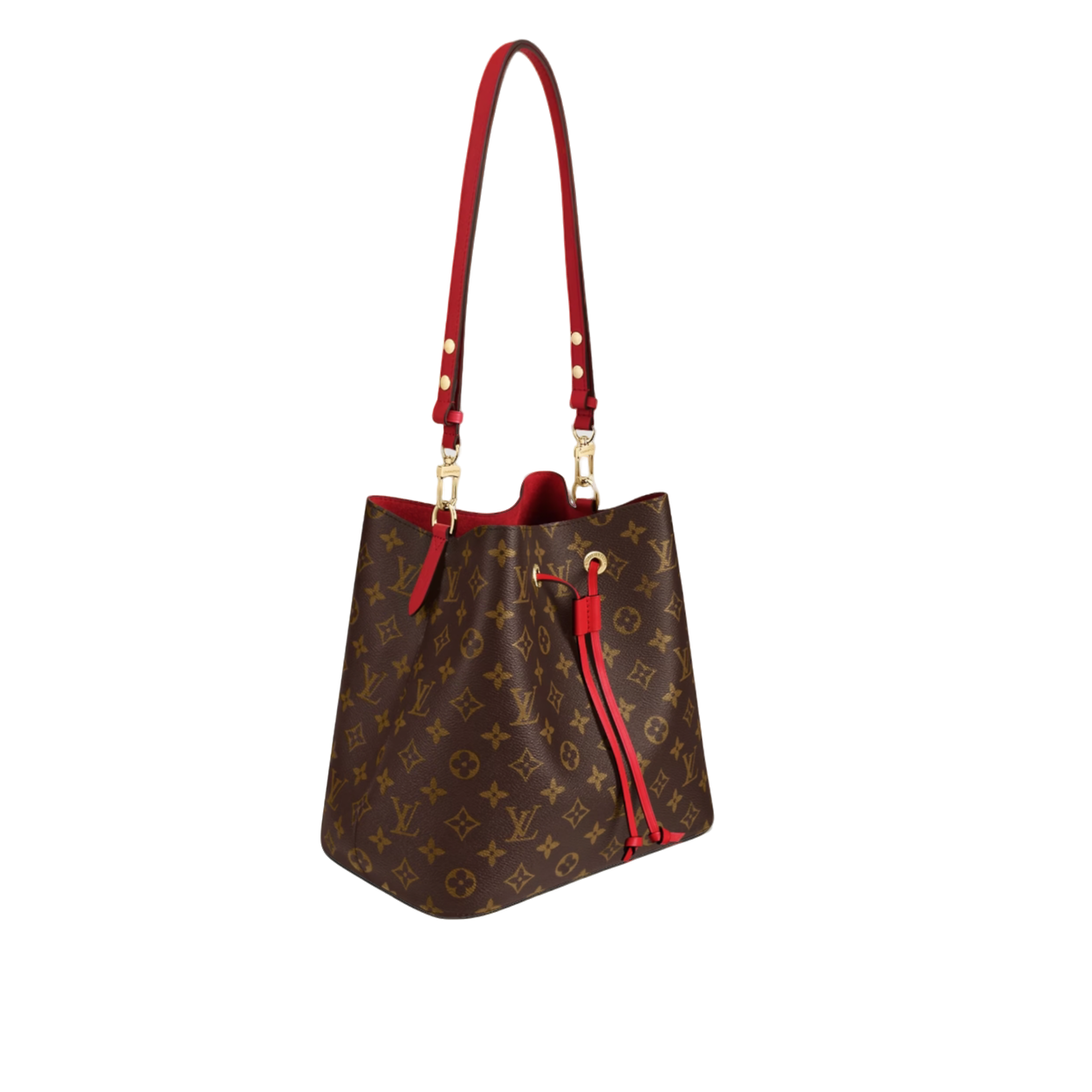99新 LouisVuitton/路易威登 LV 红色抽绳水桶包斜挎肩包单肩包