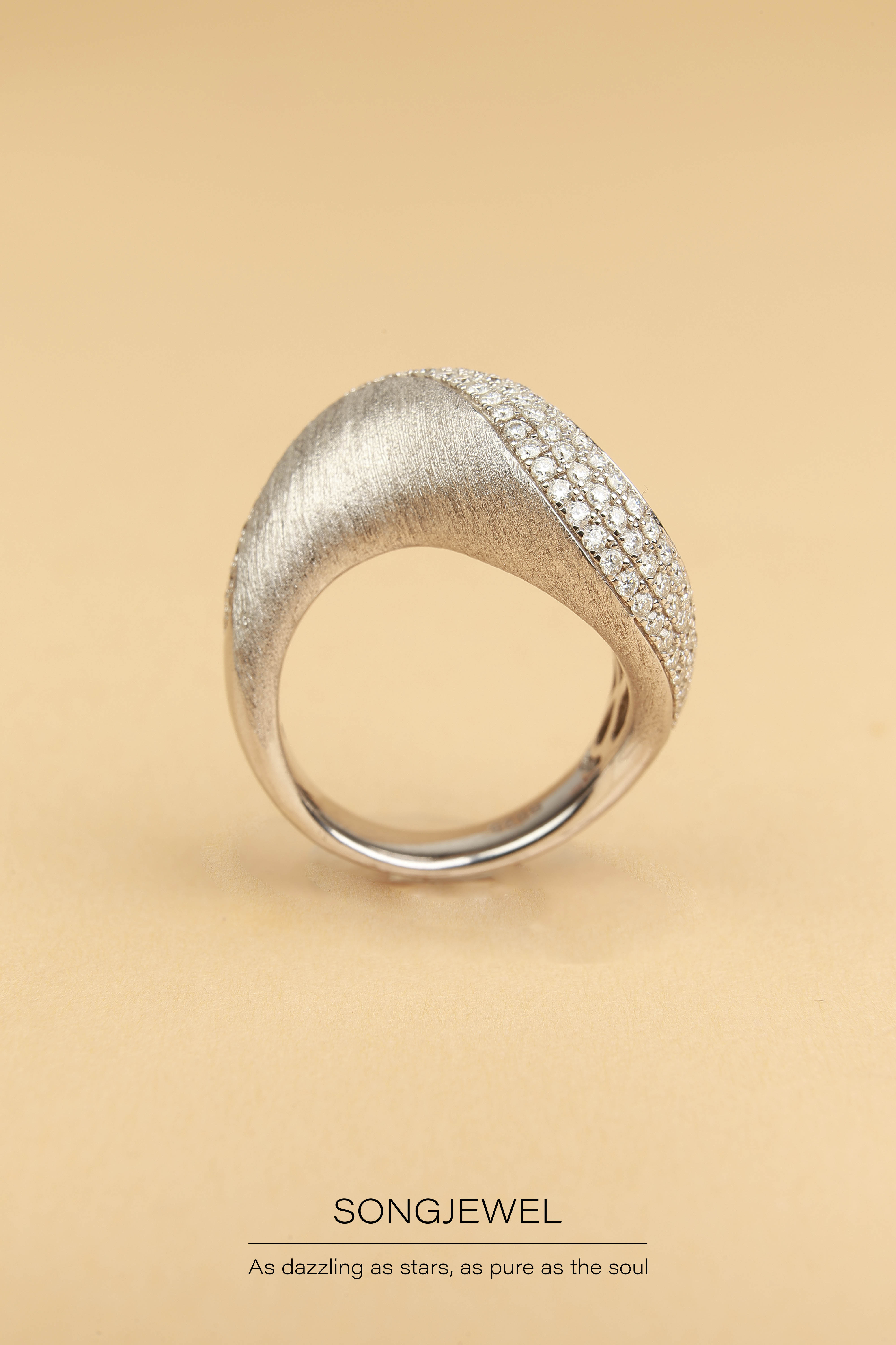 925银戒指 【海浪】B家拉丝工艺高定炫技款 超重工豪华满镶戒指女款