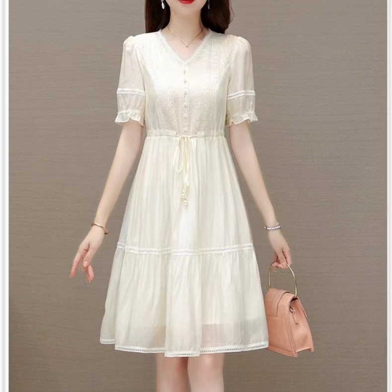 精品古着桑蚕丝春夏显瘦气质温柔欧美风连衣裙（直播展示为准）