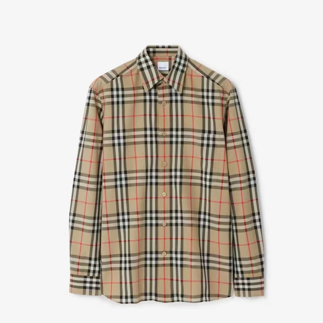 未使用 BURBERRY/博柏利 经典男士Vintage格纹棉质长袖衬衫