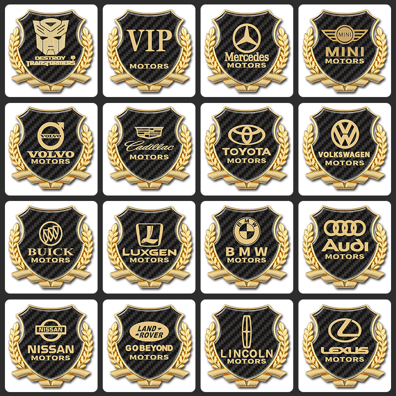 汽车金属车标大众VIP碳纤麦穗3d立体个性车身车窗侧标改装饰车贴