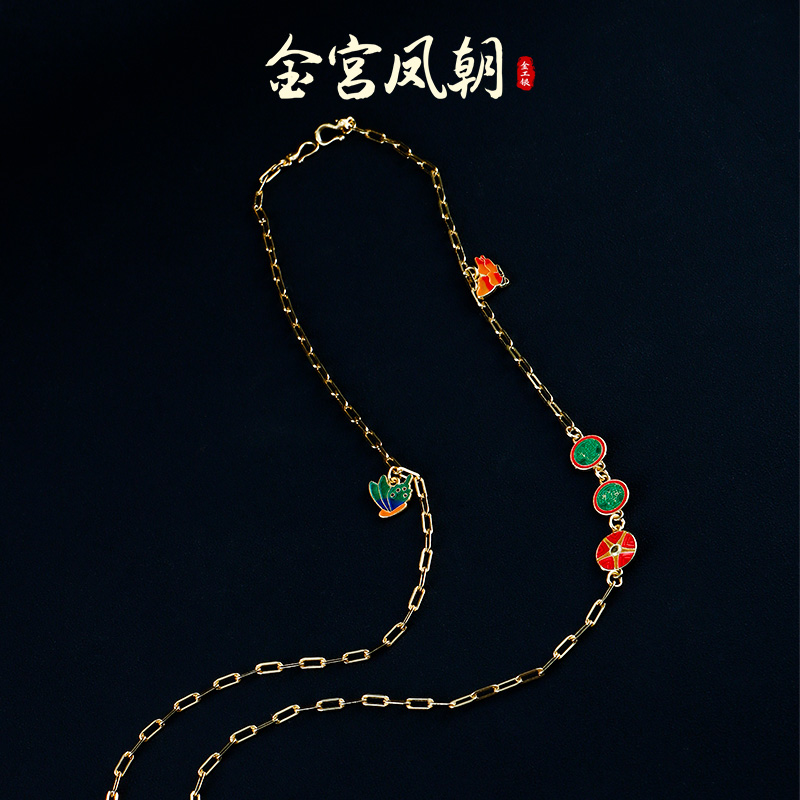 链子足银 金宫凤朝 纯银万能链子配链百搭链项链时尚轻奢古法链