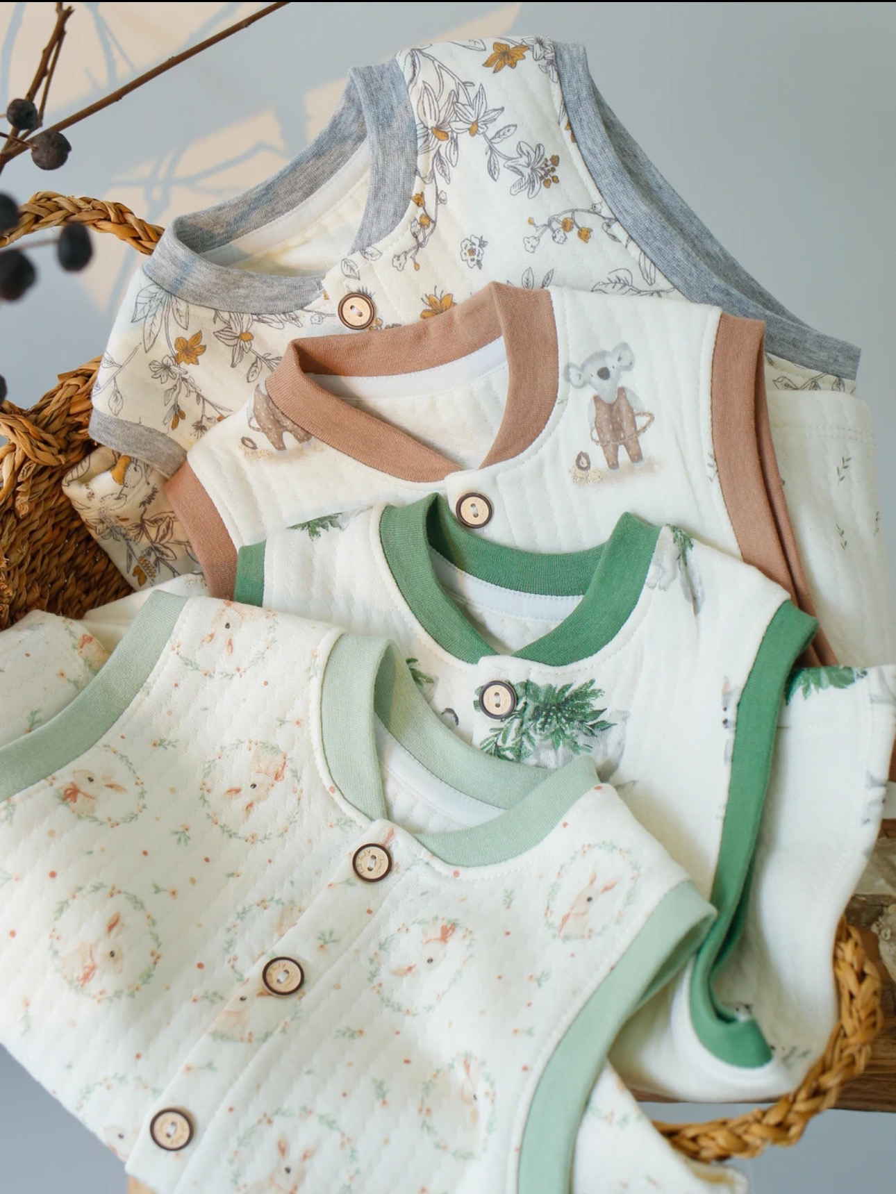 蕾蒂巴蒂三层夹棉空气棉儿童马甲北欧风无感印花马甲（no退换）