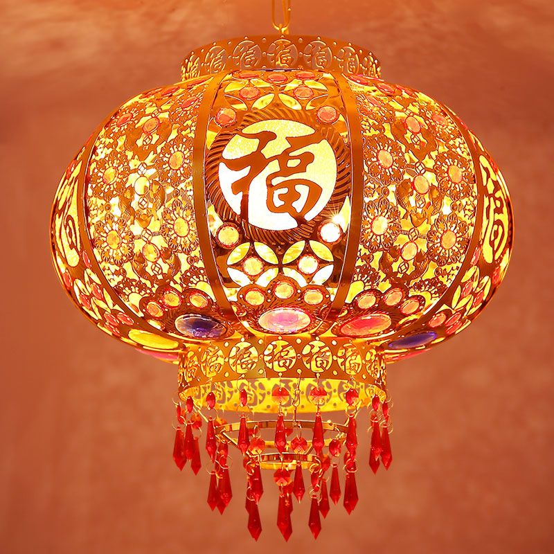 春节大门结婚阳台走廊乔迁LED电动发光七彩灯笼吊灯挂饰旋转灯笼