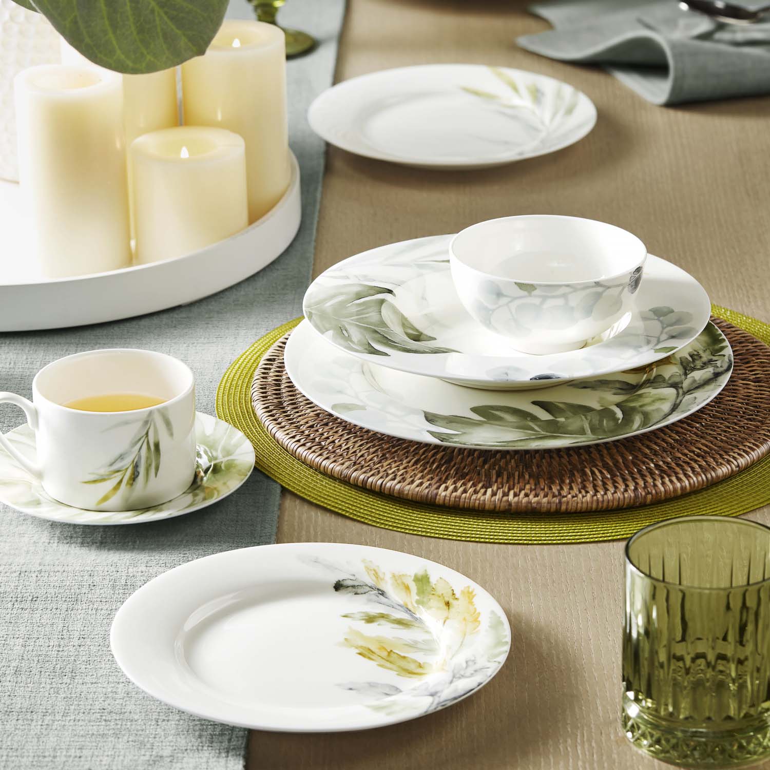 Leaf 叶韵骨瓷-白色/绿色清新